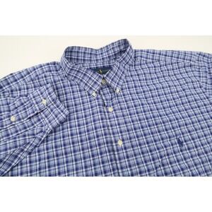 Polo Ralph Lauren Men's 4XB Blue Plaid Long Sleeve Button Down‎ Shirt 4X Big